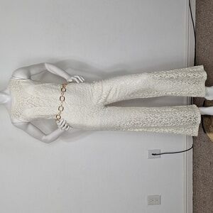 Do + Be Ivory Lace Coquette Wide Leg Cottagecore Y2K Inspired Jumpsuit Size S